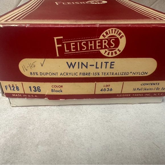 VINTAGE YARN: 19 SKEINS - FLEISHER’S WIN-LITE EASY-CARE YARN…….BLACK🖤🖤🖤🖤 - Picture 12 of 15